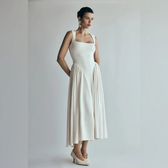 Meshki XXS White/Cream Scuba Jersey Midi Dress - Picture 1 of 4